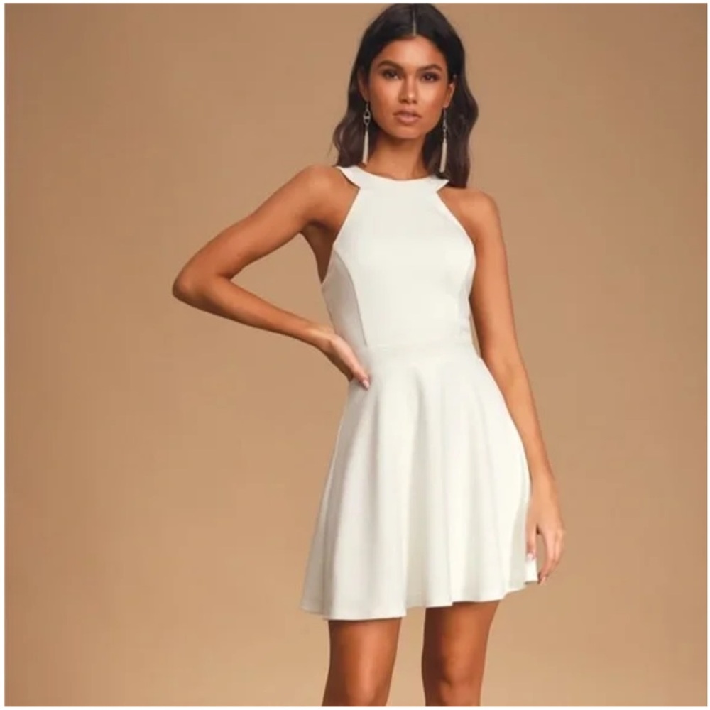 NWT Lulu’s White Keep ‘Em Coming Back Skater Dress